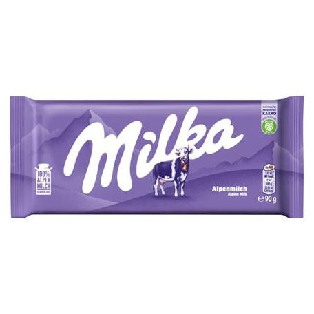MILKA Táblás csokoládé, 90 g, MILKA, alpesi tej