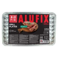   ALUFIX Grilltálca, 34,5x22,5 cm, négyszögletű, 3 db, ALUFIX