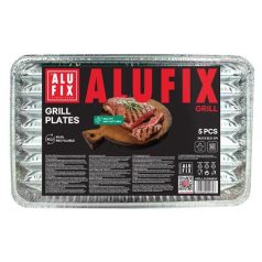   ALUFIX Grilltálca, 34,5x22,5 cm, négyszögletű, 5 db, ALUFIX