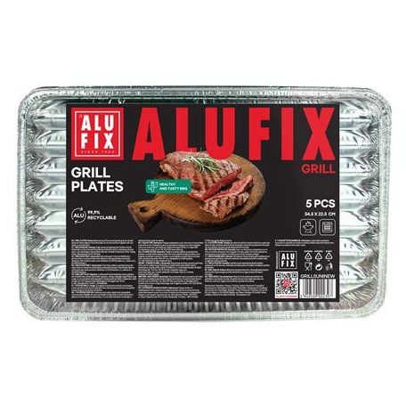 ALUFIX Grilltálca, 34,5x22,5 cm, négyszögletű, 5 db, ALUFIX