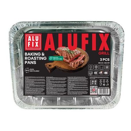 ALUFIX Alumínium grilltálca, 33x26 cm, 3 db, ALUFIX