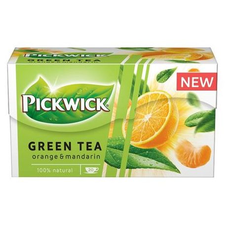 PICKWICK Zöld tea, 20x1,5 g, PICKWICK, narancs-mandarin