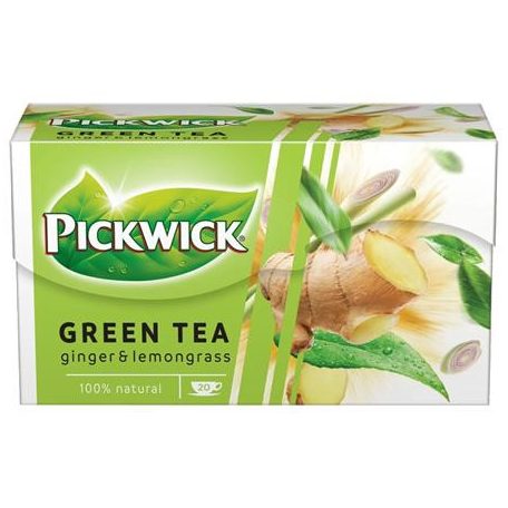 PICKWICK Zöld tea, 20x1,5 g, PICKWICK, gyömbér-citromfű