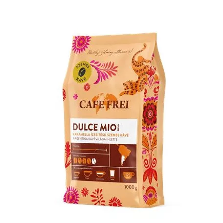 CAFE FREI Kávé, pörkölt, szemes, 1000 g, CAFE FREI "Dulce Mio" karamellás