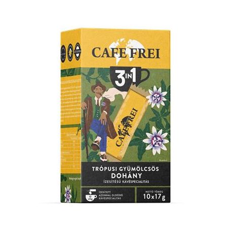 CAFE FREI Instant kávé, 10x17 g, CAFE FREI "Trópusi gyümölcsös dohány"