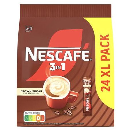 NESCAFE Instant kávé stick, 24x16,5 g, NESCAFÉ, 3in1, barna cukorral