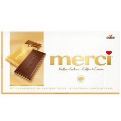   MERCI Táblás tejcsokoládé, 100 g, MERCI, kávés-tejszínes