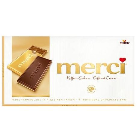 MERCI Táblás tejcsokoládé, 100 g, MERCI, kávés-tejszínes