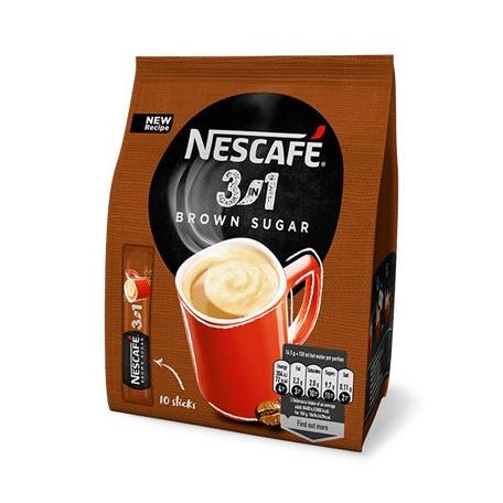 NESCAFE Instant kávé stick, 10x16,5 g, NESCAFÉ "3in1", barna cukorral