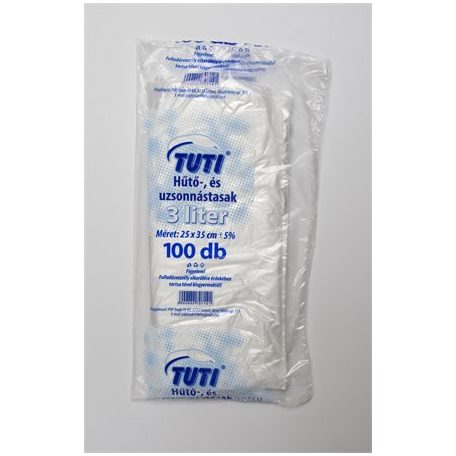 TUTI Hűtő- és uzsonnástasak, 3 l, 100 db, 25 x 35 cm, 9 µ, TUTI