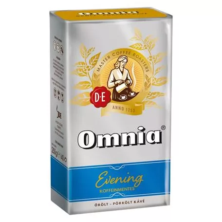 DOUWE EGBERTS Kávé, pörkölt, őrölt, vákuumos csomagolásban, 250 g, DOUWE EGBERTS "Omnia Evening", Koffeinmentes