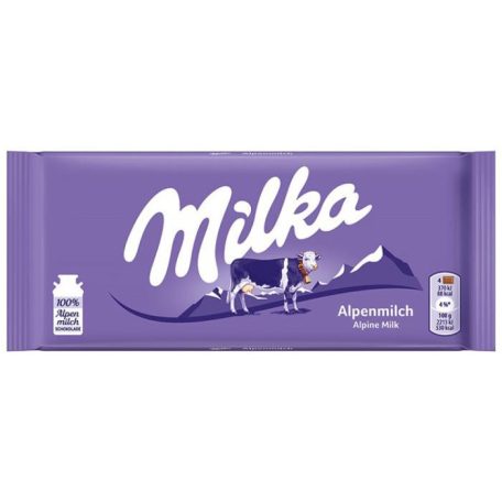 MILKA Táblás csokoládé, 100 g, MILKA, alpesi tej