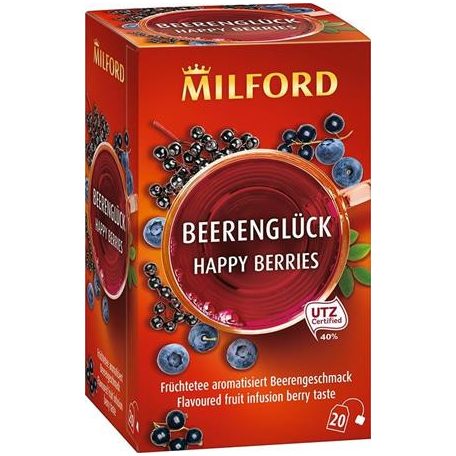MILFORD Gyümölcstea, 20x2,5 g, MILFORD "Happy berries", bogyós gyümölcs