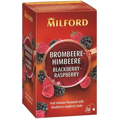 MILFORD Gyümölcstea, 20x2,5 g, MILFORD "Blackberry-raspberry", szeder-málna