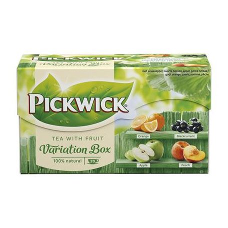 PICKWICK Fekete tea, 20x1,5 g, PICKWICK "Variációk Zöld", narancs, feketeribizli, alma, őszibarack