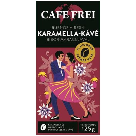 CAFE FREI Kávé, pörkölt, szemes, 125 g, CAFE FREI "Buenos Aires-i karamella" bíbor maracujával