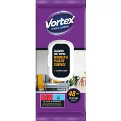   VORTEX Nedves törlőkendő, fa- és műanyag felületre, 48 db, VORTEX