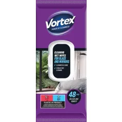   VORTEX Nedves törlőkendő, üveg- és tükör felületre, visszazárható tetővel, 48 db, VORTEX