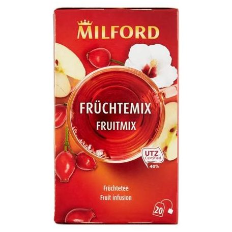 MILFORD Gyümölcstea, 20x2,5 g, MILFORD "Fruitmix", vegyes gyümölcs