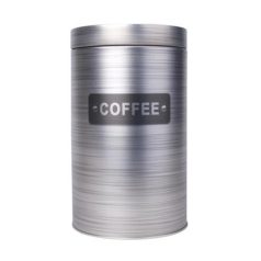 Kávétartó doboz, fémhenger, szürke, 11x18 cm