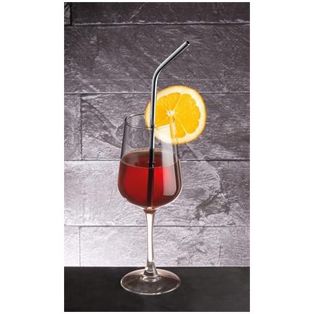 Szívószál, egyenes, fém, 6 db-os, 24 cm