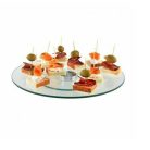 Sütemény-, torta-, szendvics kínáló tál, forgatható, üveg, 34 cm