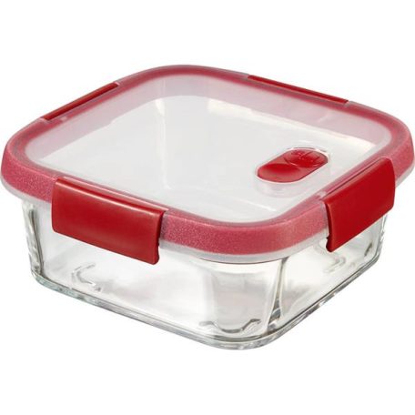 CURVER Ételtartó, szögletes, üveg, 0,7 l, CURVER "Smart Cook", piros