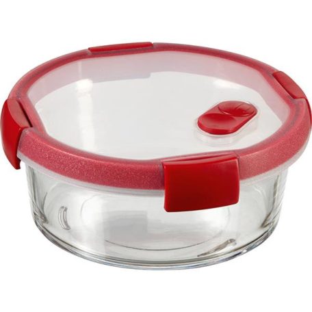 CURVER Ételtartó, kerek, üveg, 0,6 l, CURVER "Smart Cook", piros