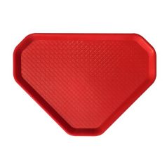   Önkiszolgáló tálca, háromszögletű, műanyag, éttermi, piros, 47,5x34 cm