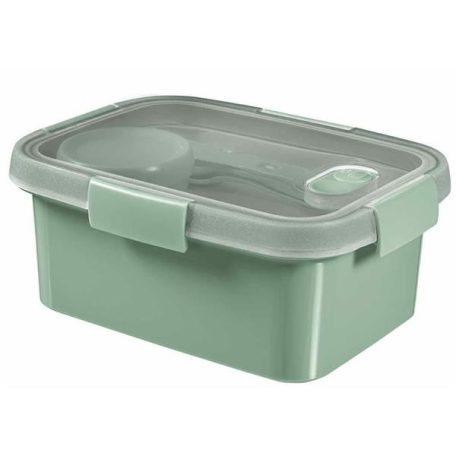 CURVER Ételtartó, szósztartóval, evőeszközzel, szögletes, műanyag, 1,2 l, CURVER "Smart Eco", világoszöld