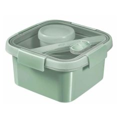   CURVER Ételtartó, szósztartóval, evőeszközzel, szögletes, műanyag, 1,1 l, CURVER "Smart Eco", világoszöld