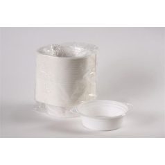   Műanyag gulyás tányér, tetőzhető, 500 ml, 50 db, fehér