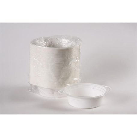 Műanyag gulyás tányér, tetőzhető, 500 ml, 50 db, fehér