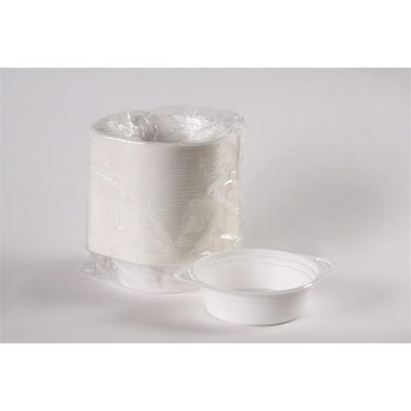 Műanyag gulyás tányér, tetőzhető, 750 ml, 50 db, fehér