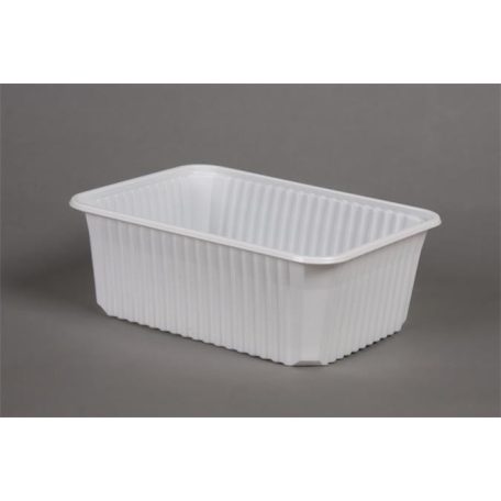 Ételtároló doboz, műanyag, szögletes, mikrózható, 1000 ml, 50 db, "Varia", fehér