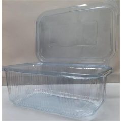   Ételtároló doboz, egybefedeles, szögletes, 750 ml, 100 db, "Party", víztiszta