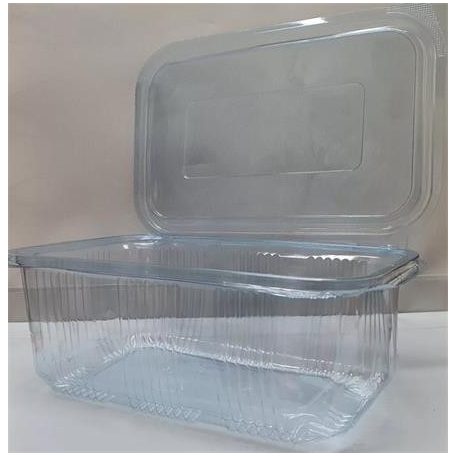 Ételtároló doboz, egybefedeles, szögletes, 750 ml, 100 db, "Party", víztiszta