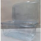 Ételtároló doboz, egybefedeles, szögletes, 1000 ml, 100 db, "Party", víztiszta