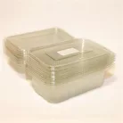 Ételtároló doboz, egybefedeles, újrahasznosított műanyag, szögletes, 1000 ml, 100 db, "Party", víztiszta