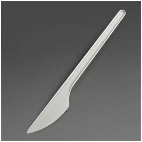 Kés, műanyag, többször használatos, 17 cm, 20 db "Prima", fehér