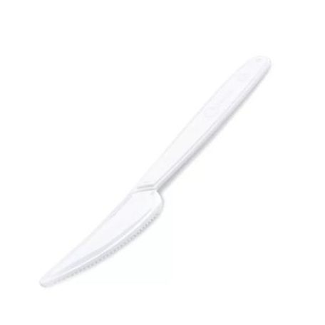 Kés, műanyag, többször használatos, 18 cm, 50 db, fehér