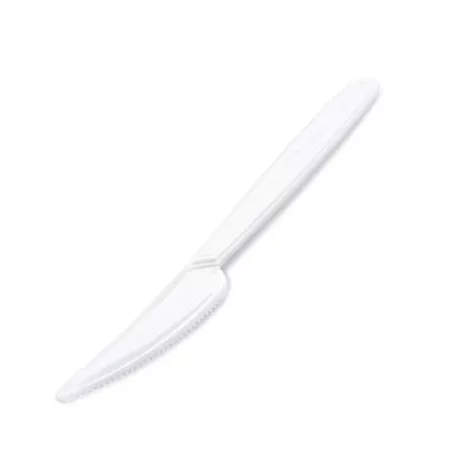 Kés, műanyag, többször használatos, 18 cm, 50 db, fehér