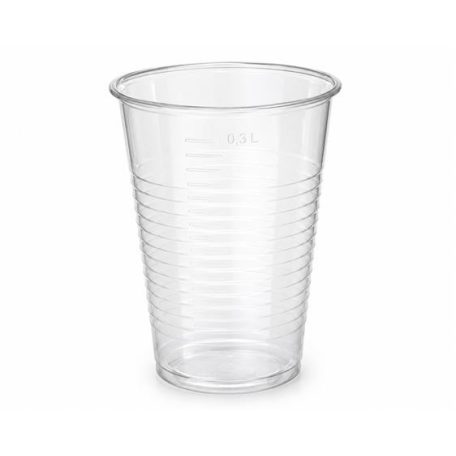Műanyag pohár, 3 dl, 50 db, víztiszta