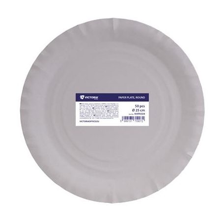 VICTORIA FACILITY Papírtányér, kerek, 25 cm átmérő, VICTORIA FACILITY