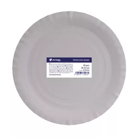 VICTORIA FACILITY Papírtányér, kerek, 25 cm átmérő, VICTORIA FACILITY