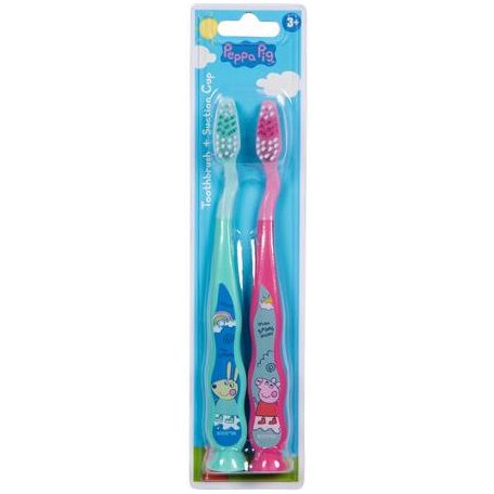 Fogkefe, gyerekeknek, puha, 2 db, tapadókoronggal, 3+, "Peppa Pig"