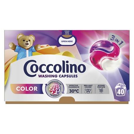 COCCOLINO Mosókapszula, 40 db, COCCOLINO "3in1 Color"