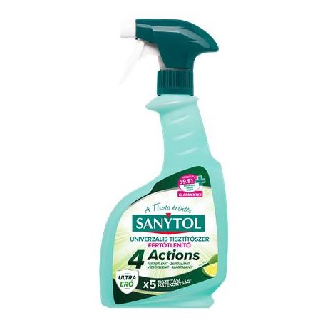 SANYTOL Általános tisztító- és fertőtlenítő spray, 500 ml, SANYTOL "4 Actions", lime
