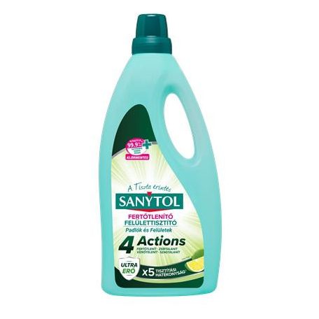 SANYTOL Felület tisztító-és fertőtlenítőszer, 1 l, SANYTOL "4 Actions", lime