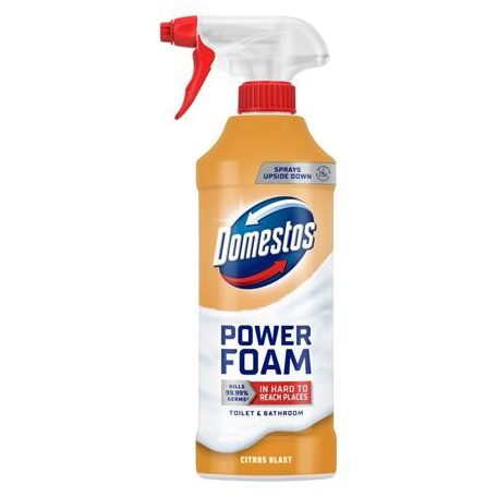 DOMESTOS WC- és fürdőszoba tisztító hab, 435 ml, DOMESTOS "Power Foam", Citrus Blast